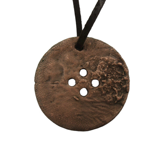 2" (50mm) Large Copper Electroformed Button Pendant -  Button. Electroformed Pendant Necklace from Oversized Button for Sewing & Crafts