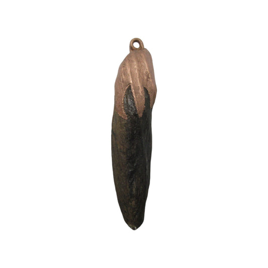 Electroformed Pendant necklace from Driftwood. Slim Pine Cone Shaped Driftwood Electroformed Jewelry - partly covered with copper
