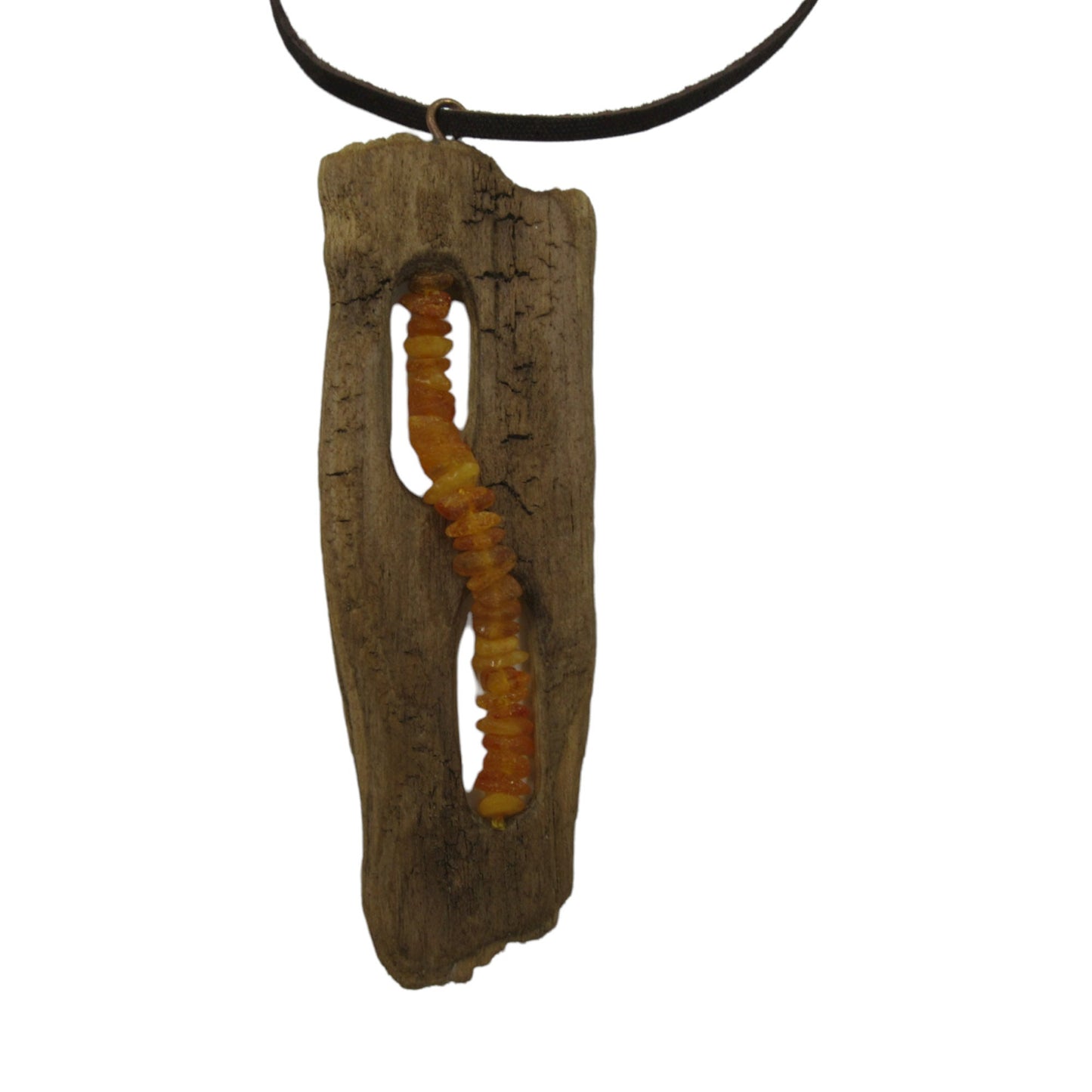 Driftwood & Amber Pendant necklace