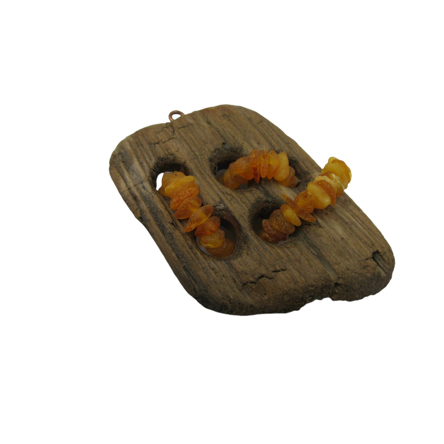 Driftwood & Amber Pendant - 3" Large Pendant made from Wood and Baltic Amber