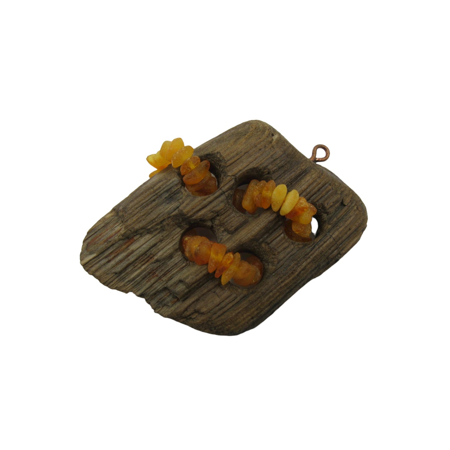 Driftwood & Amber Pendant - 3" Large Pendant made from Wood and Baltic Amber