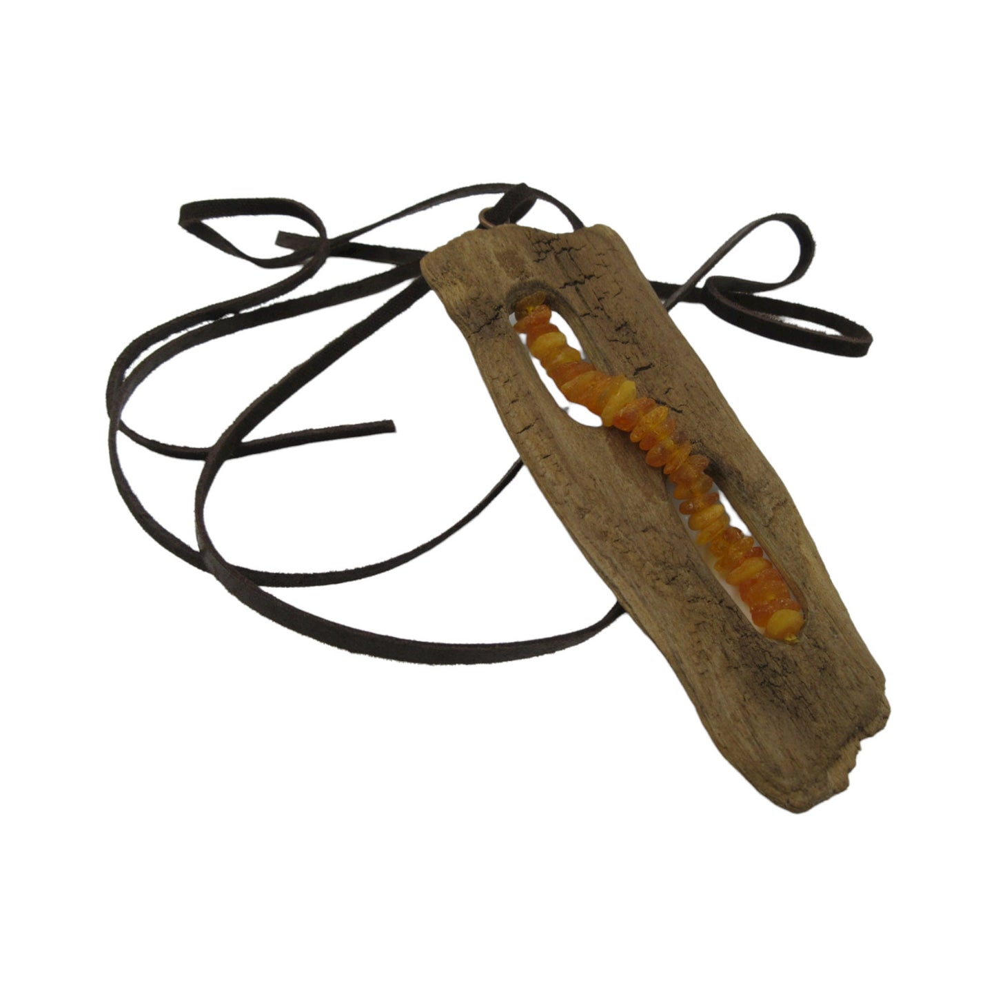 Driftwood & Amber Pendant necklace