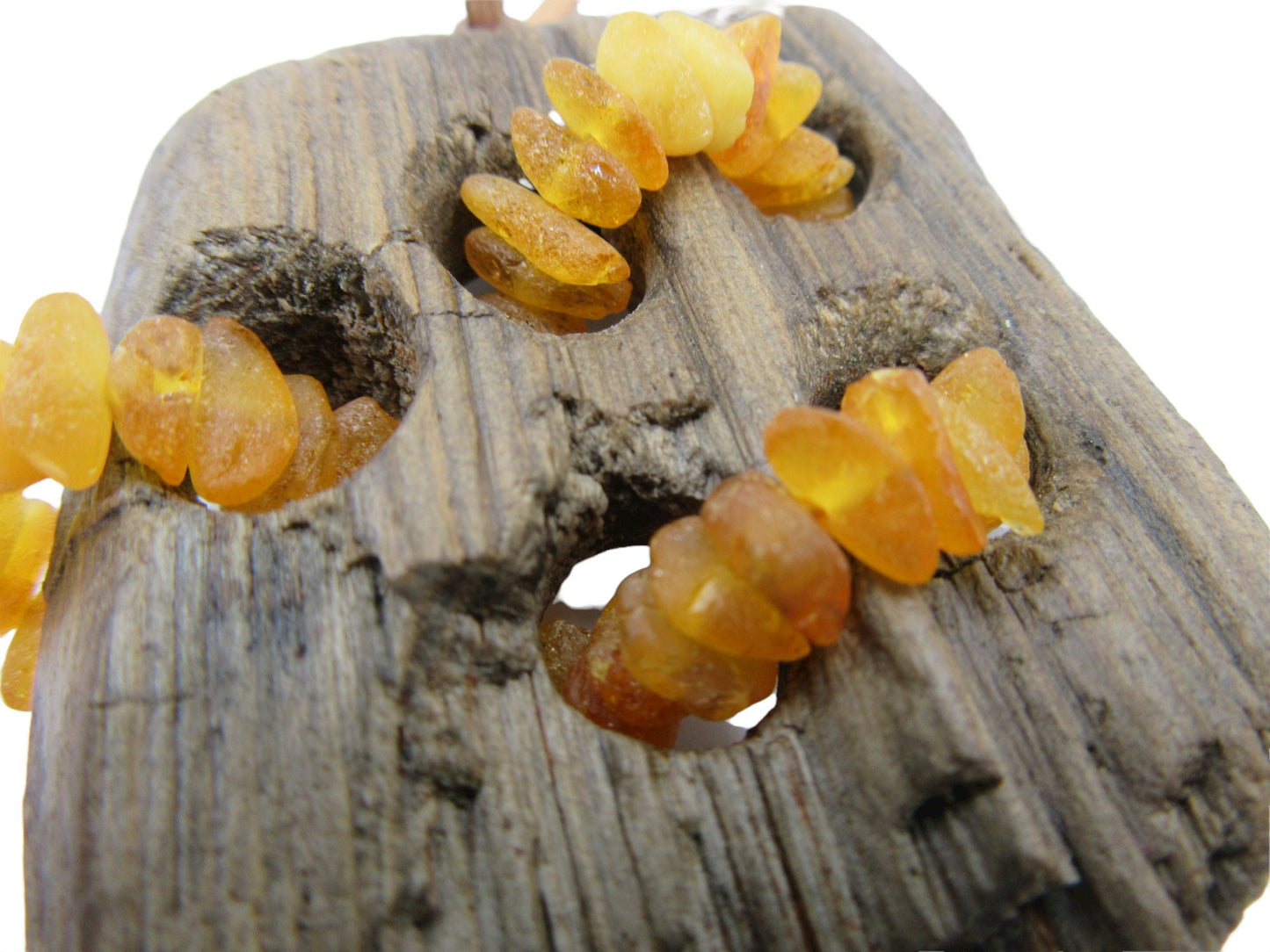 Driftwood & Amber Pendant - 3" Large Pendant made from Wood and Baltic Amber