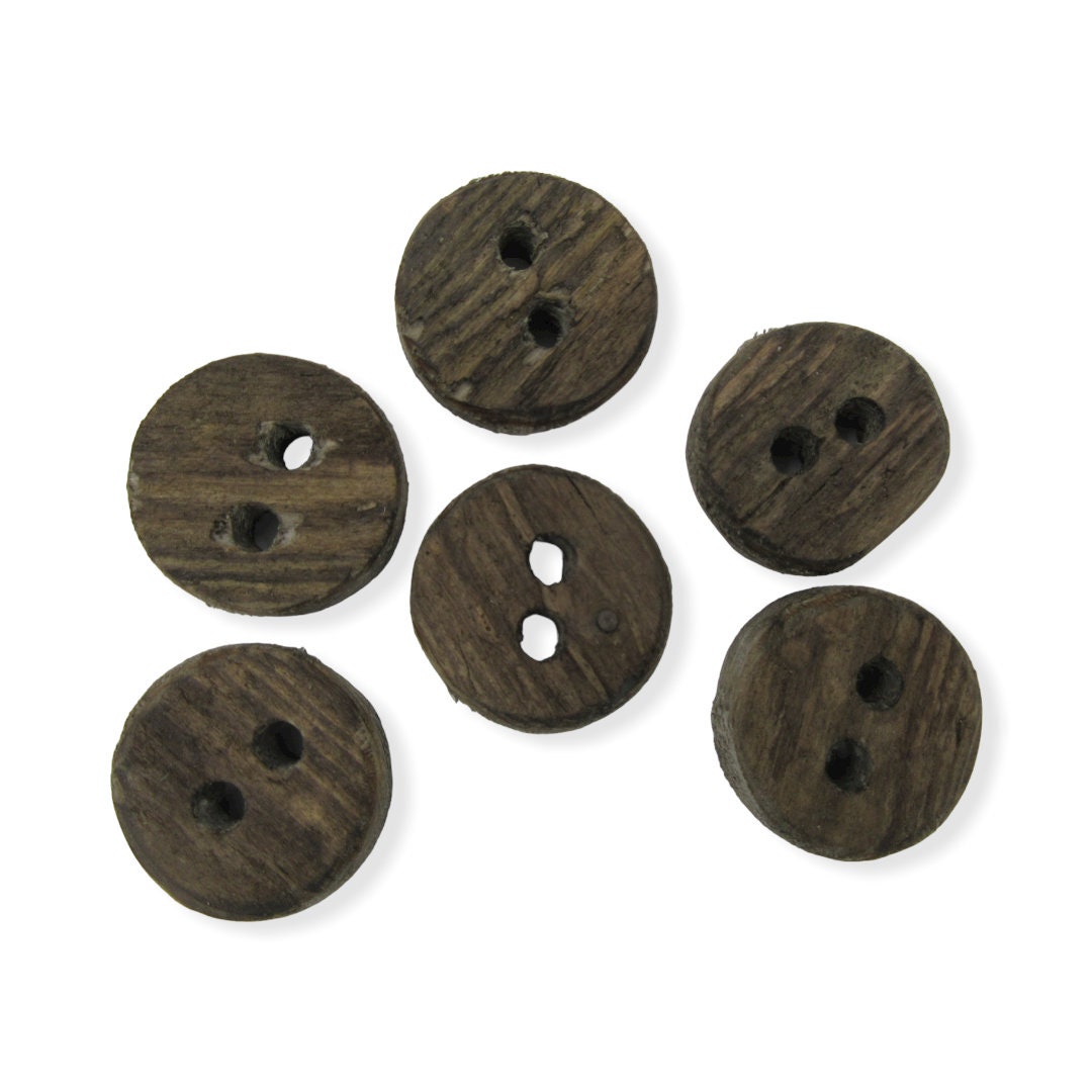 5 or 10 Large Driftwood Buttons - 30mm (1 1/4 inch) for Sewing and Crafts. Dark wooden buttons with 2 holes. Natural Wood Buttons