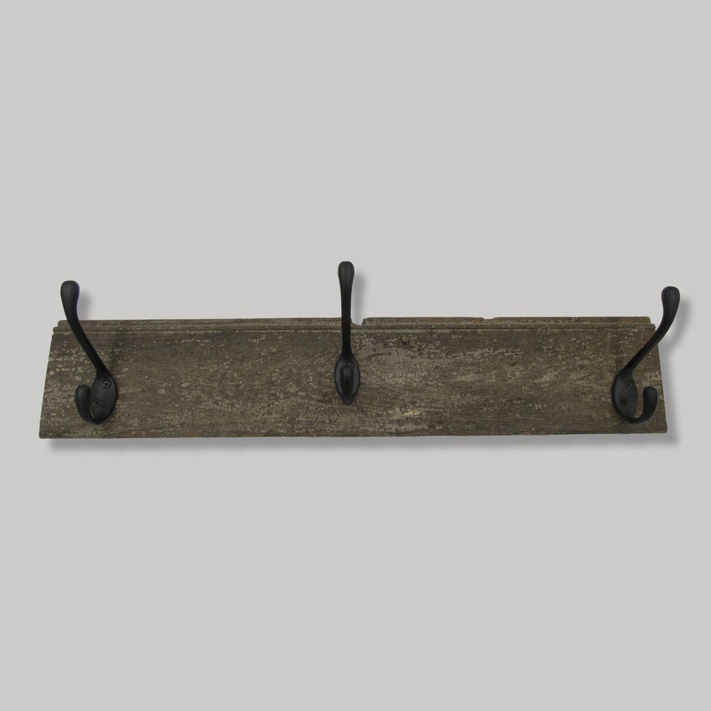 Wall Mounted Barwood Coat Rack, 3 Hooks. Extra Large Rustic Wood Coat Rack Wall Mount made from old Vintage Wood Block